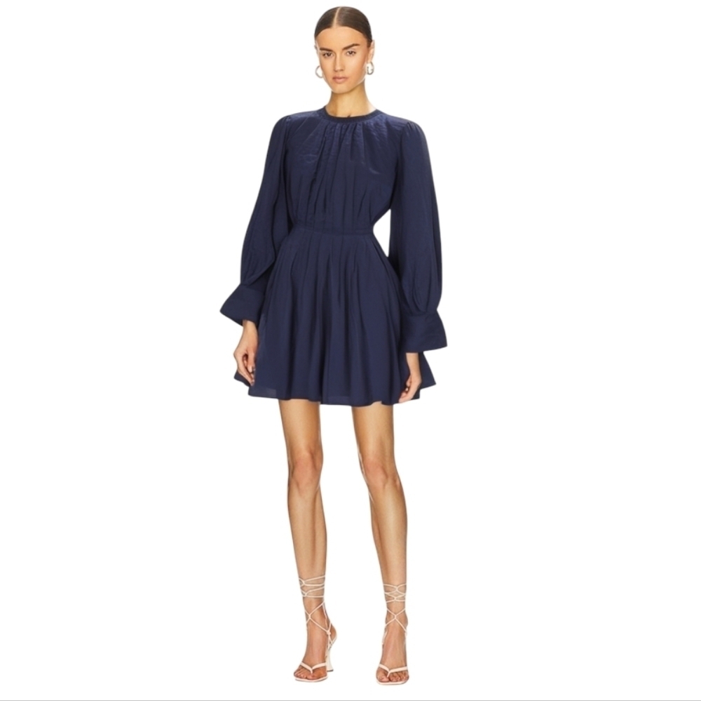 JOIE‎ Pleated Dark Blue Dress With Zip up Back Made of a silk Blend Size 4 🖤
